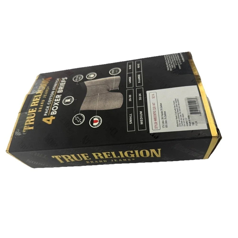 True Religion Men's Cotton Stretch‎ Boxer Briefs 4-Pack in size XL